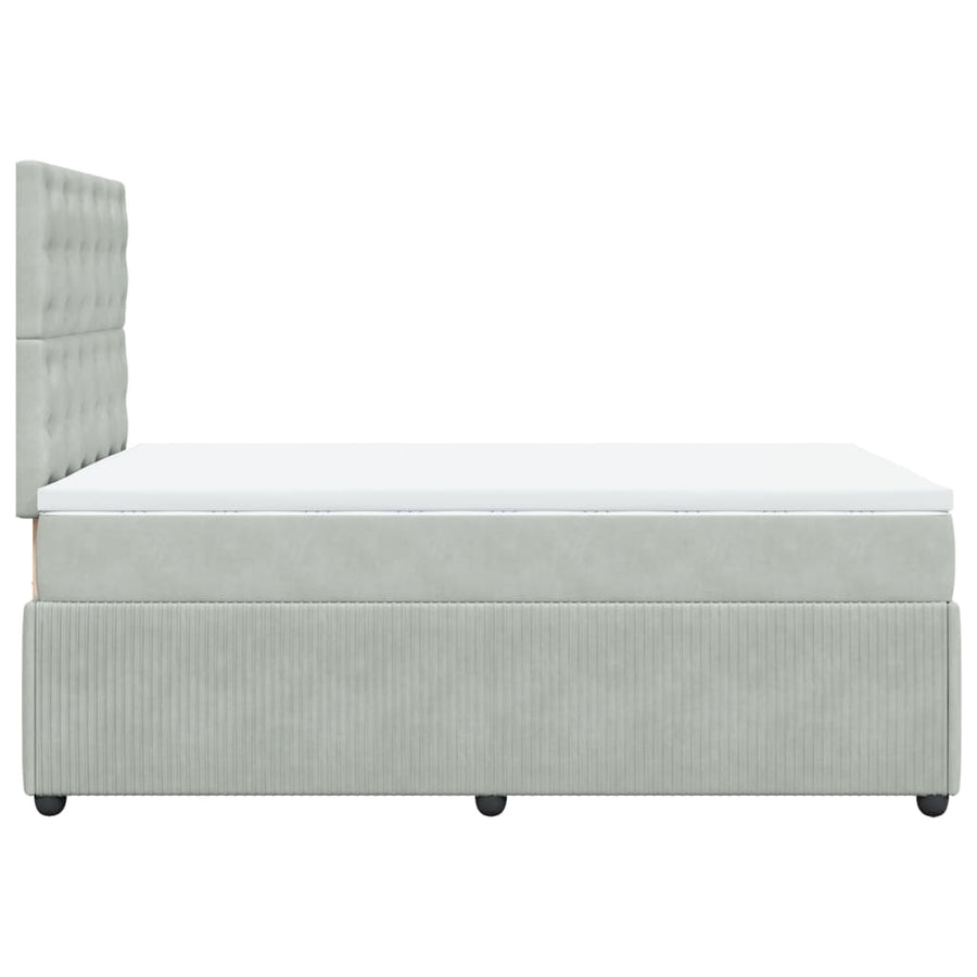 Boxspring met matras fluweel lichtgrijs 120x190 cm