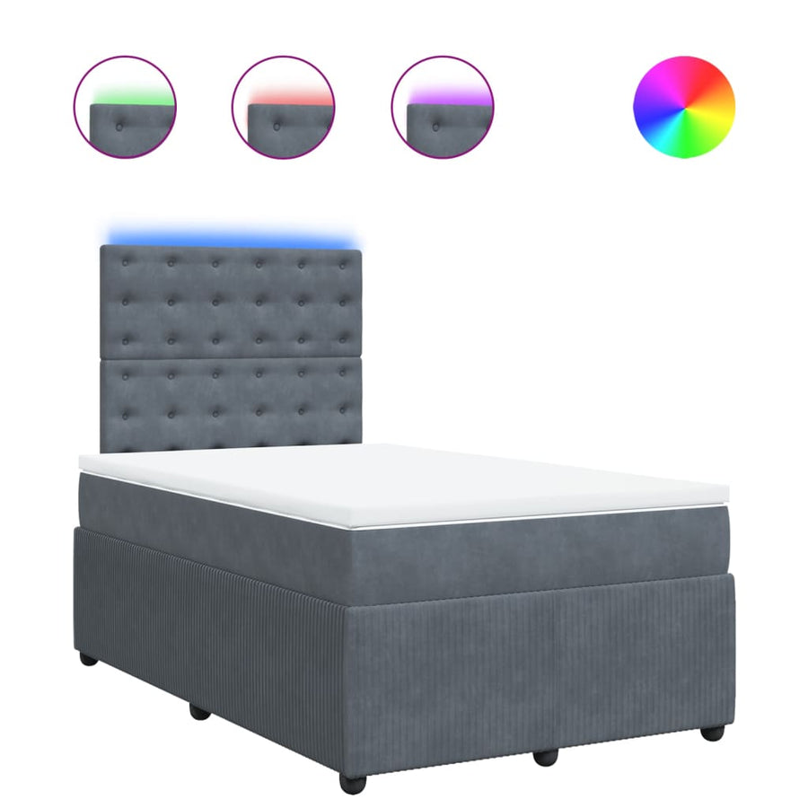 Boxspring met matras fluweel donkergrijs 120x190 cm