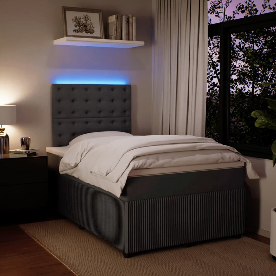 Boxspring met matras fluweel donkergrijs 120x190 cm
