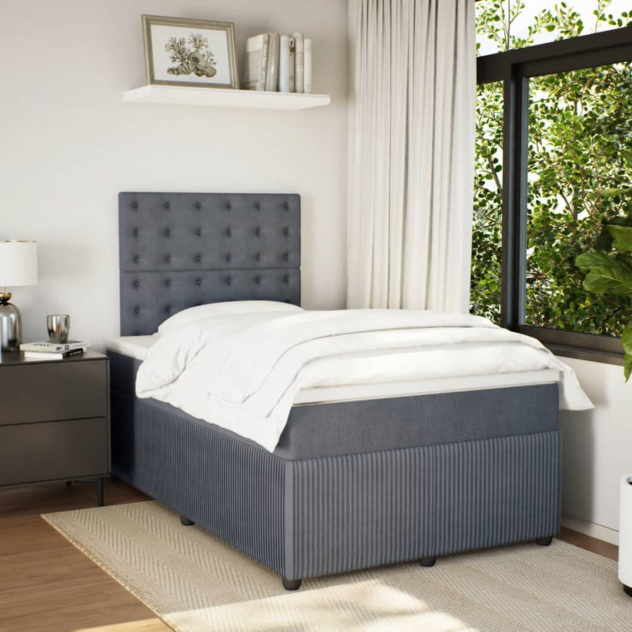 Boxspring met matras fluweel donkergrijs 120x190 cm