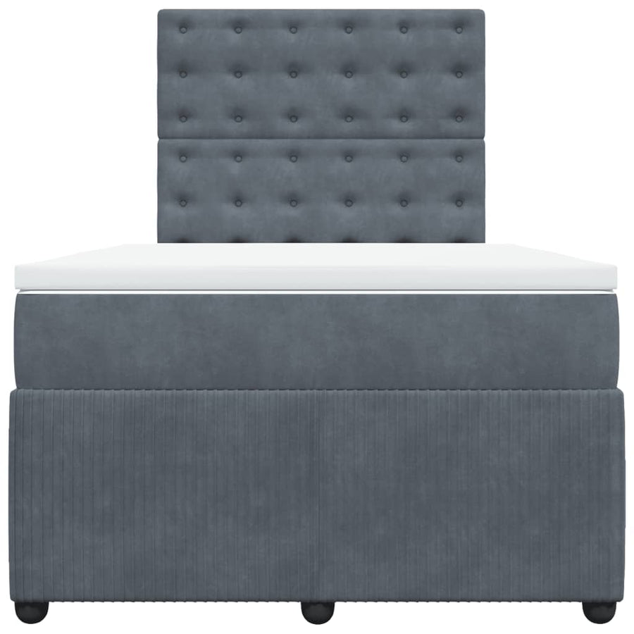 Boxspring met matras fluweel donkergrijs 120x190 cm