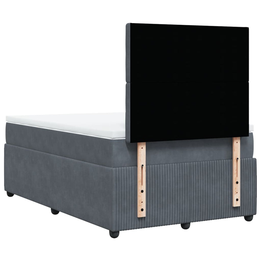 Boxspring met matras fluweel donkergrijs 120x190 cm