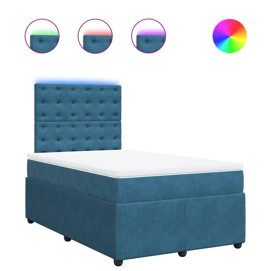 Boxspring met matras fluweel blauw 120x190 cm