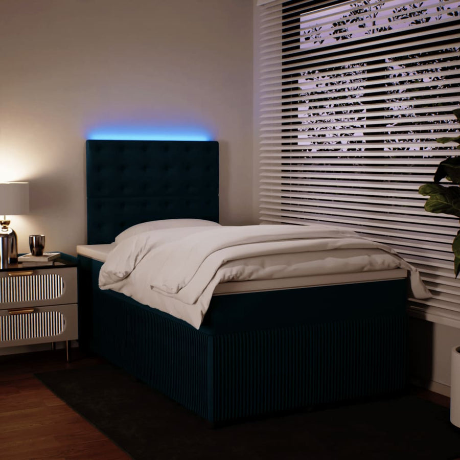 Boxspring met matras fluweel blauw 120x190 cm