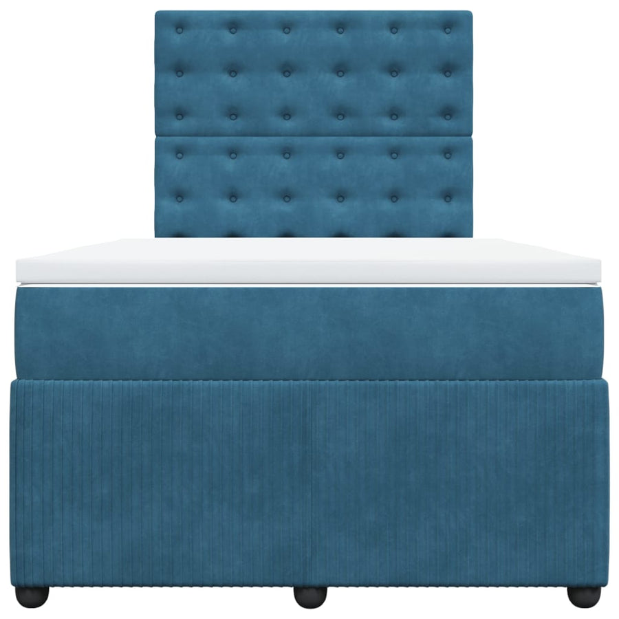 Boxspring met matras fluweel blauw 120x190 cm