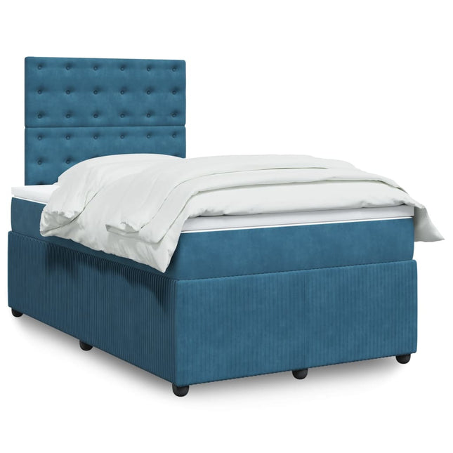 Boxspring met matras fluweel blauw 120x190 cm