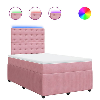 Boxspring met matras fluweel roze 120x190 cm