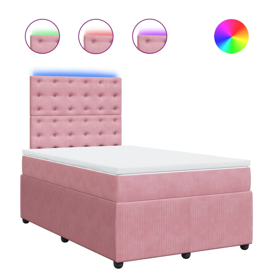 Boxspring met matras fluweel roze 120x190 cm