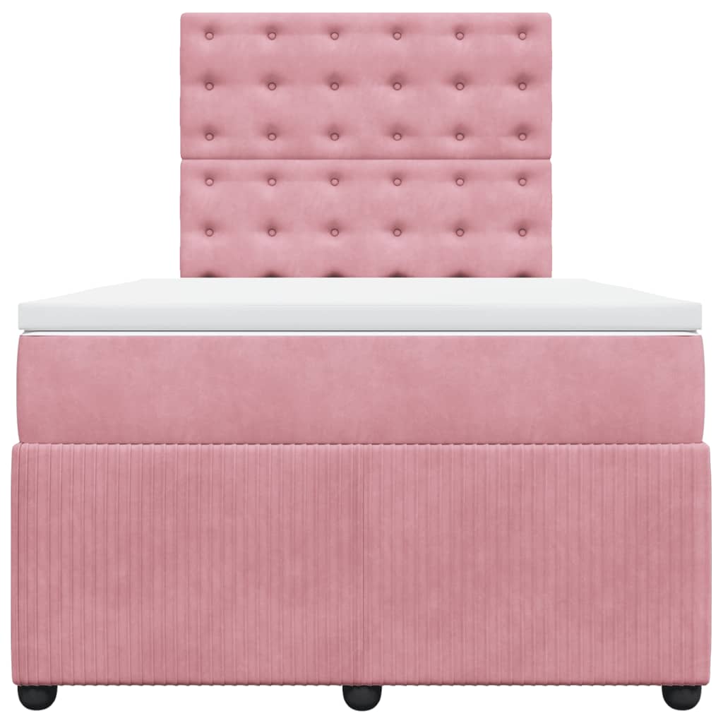 Boxspring met matras fluweel roze 120x190 cm