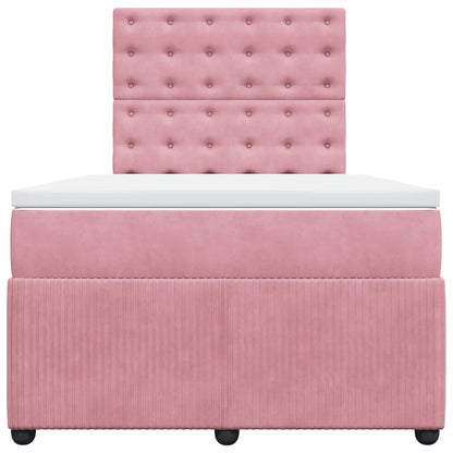 Boxspring met matras fluweel roze 120x190 cm