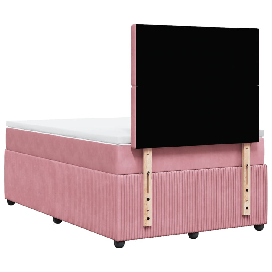 Boxspring met matras fluweel roze 120x190 cm