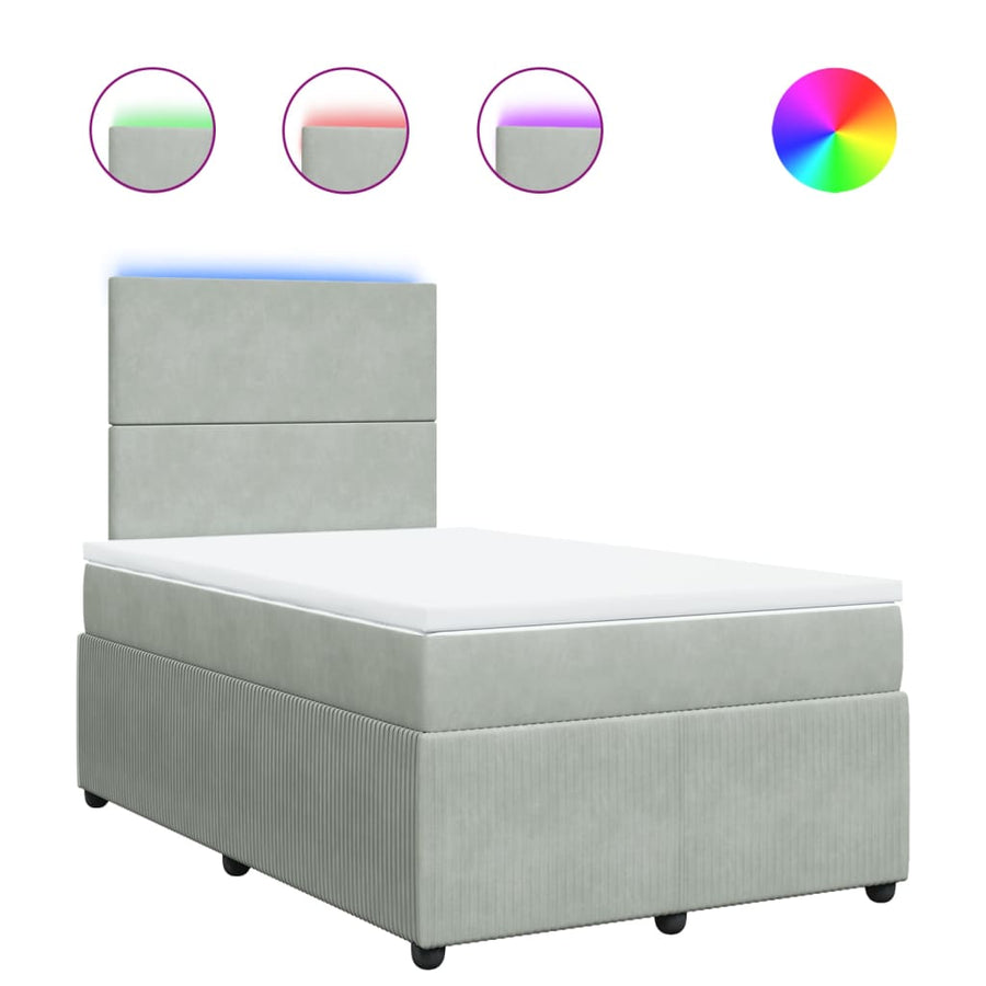 Boxspring met matras fluweel lichtgrijs 120x200 cm