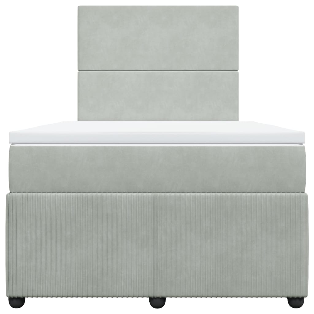 Boxspring met matras fluweel lichtgrijs 120x200 cm