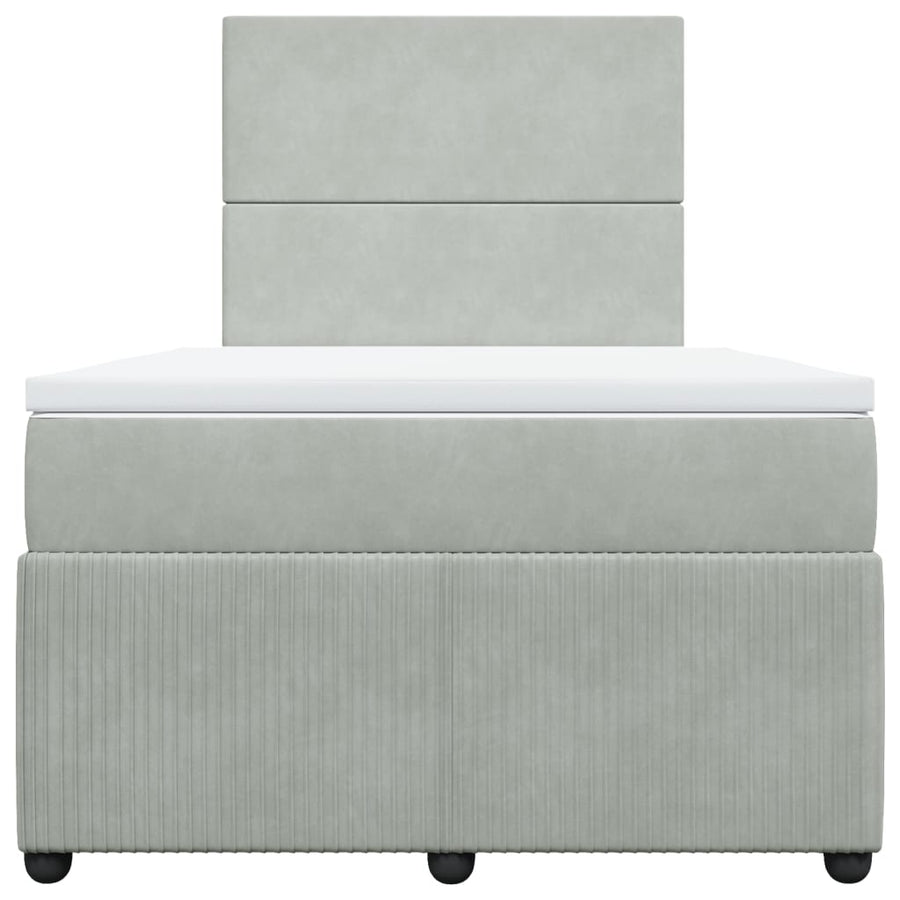 Boxspring met matras fluweel lichtgrijs 120x200 cm