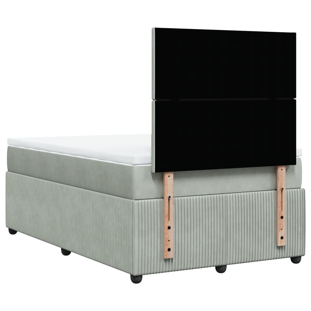 Boxspring met matras fluweel lichtgrijs 120x200 cm