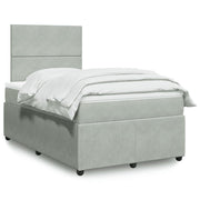 Box spring with mattress velvet light gray 120x200 cm