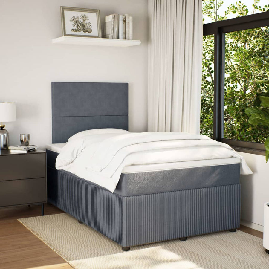 Boxspring met matras fluweel donkergrijs 120x200 cm