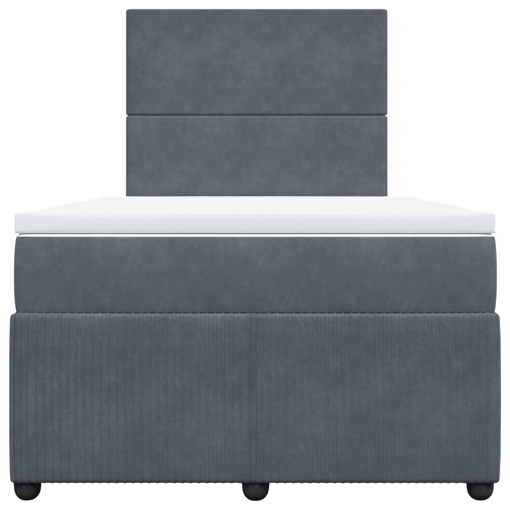Boxspring met matras fluweel donkergrijs 120x200 cm