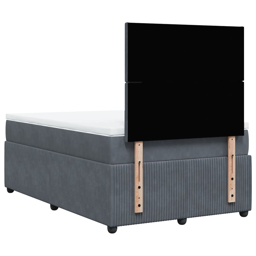 Boxspring met matras fluweel donkergrijs 120x200 cm
