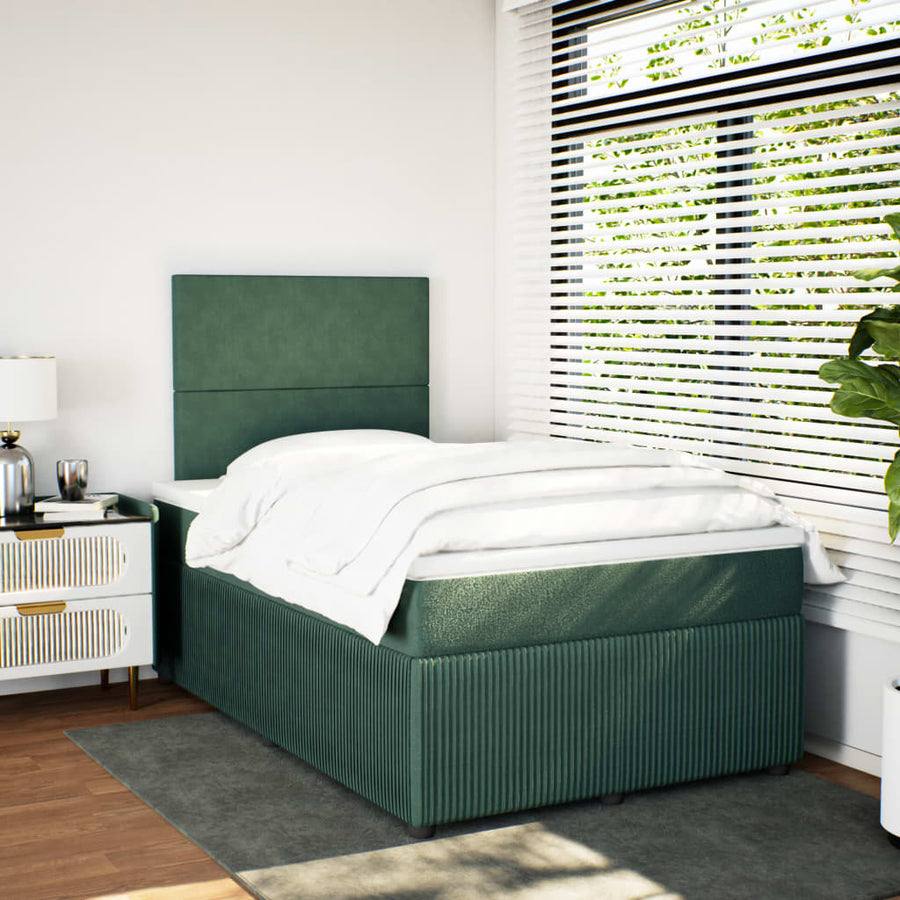 Boxspring met matras fluweel donkergroen 120x200 cm