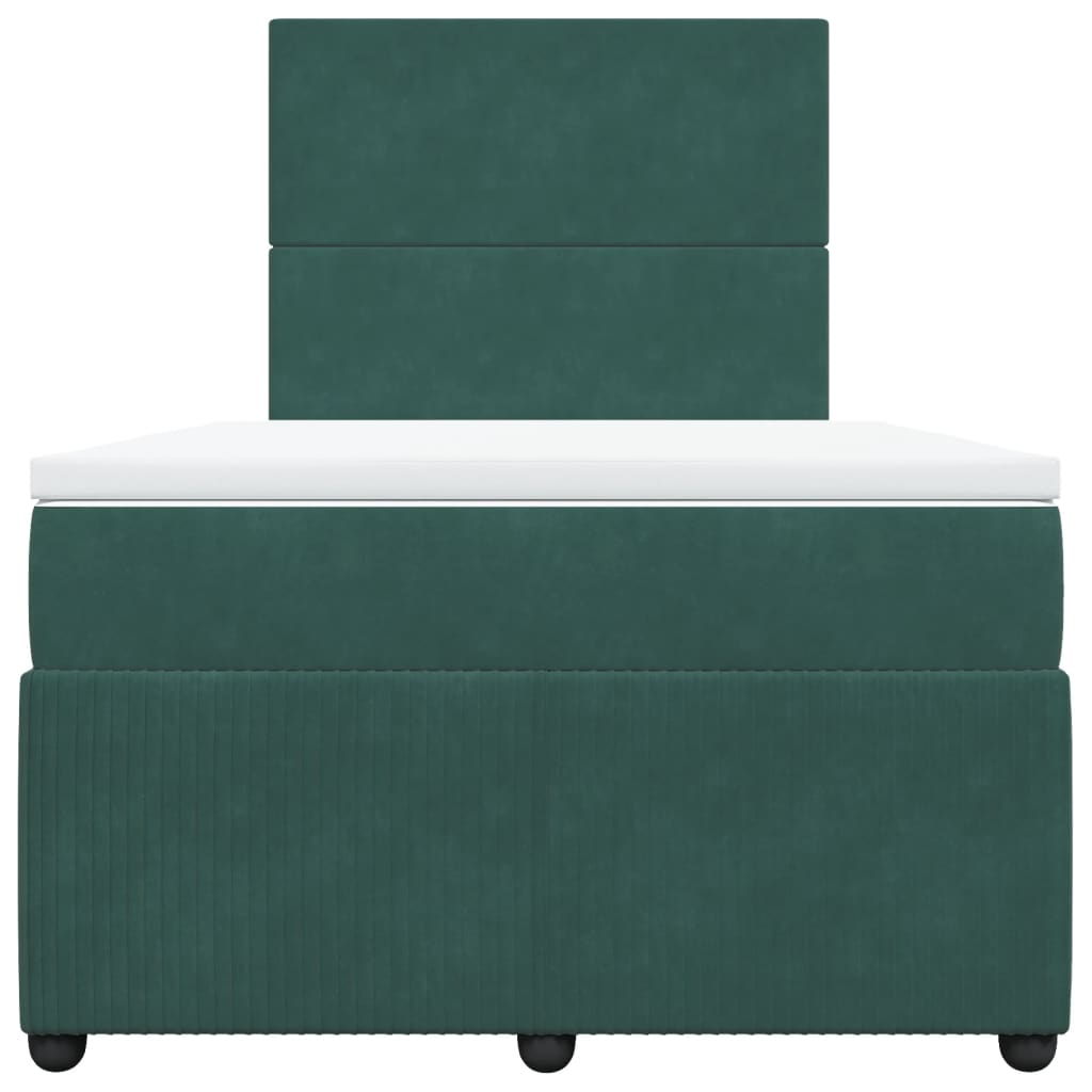 Boxspring met matras fluweel donkergroen 120x200 cm