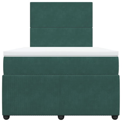 Boxspring met matras fluweel donkergroen 120x200 cm