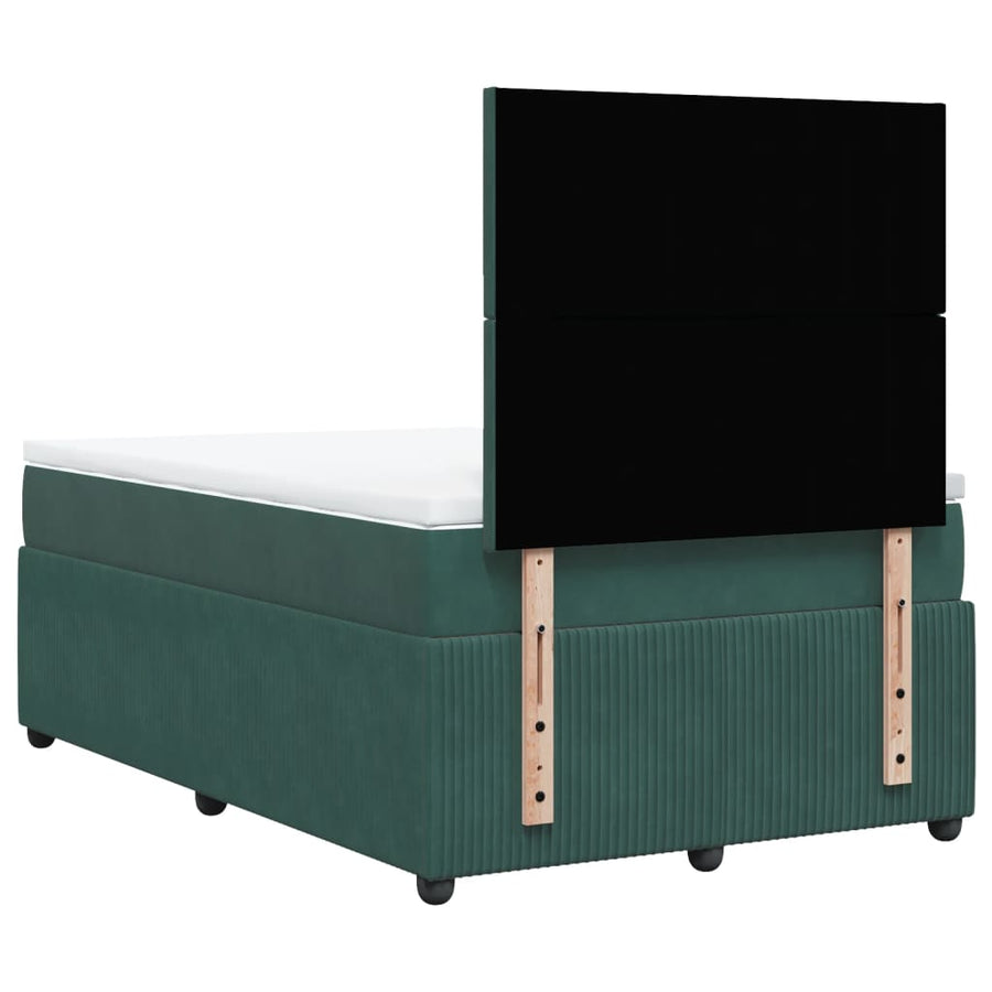 Boxspring met matras fluweel donkergroen 120x200 cm
