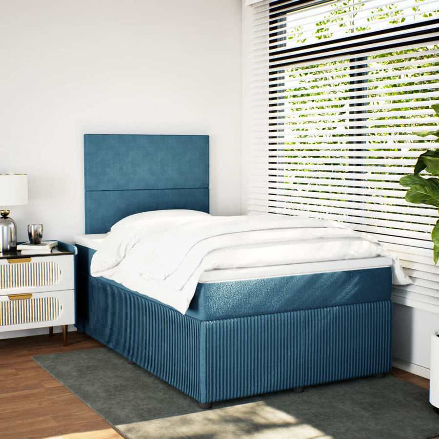 Boxspring met matras fluweel blauw 120x200 cm