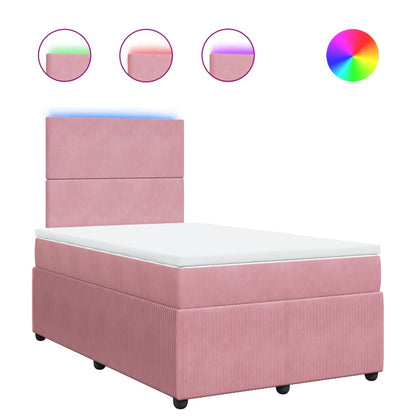 Boxspring met matras fluweel roze 120x200 cm
