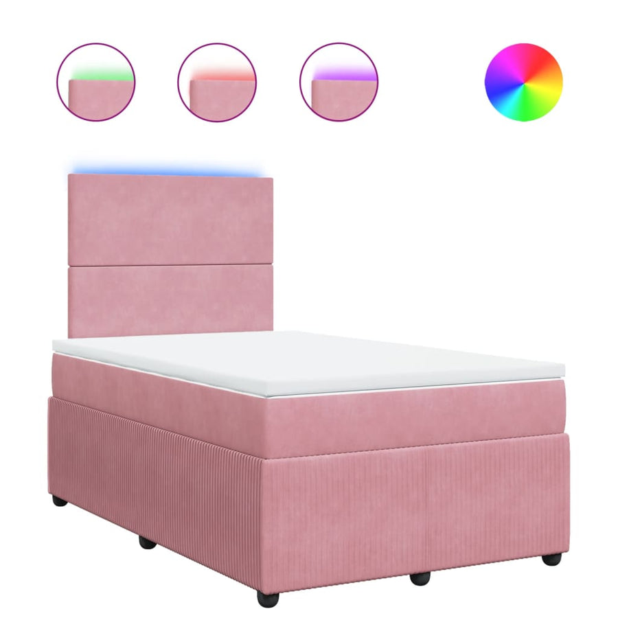 Boxspring met matras fluweel roze 120x200 cm