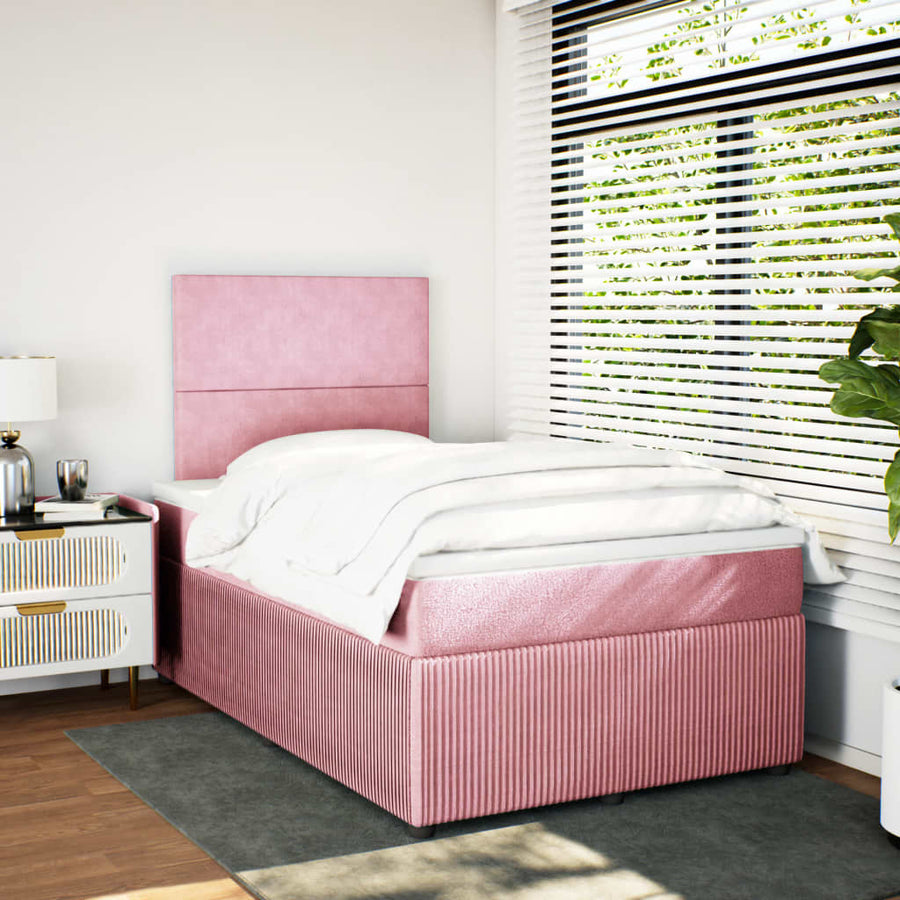 Boxspring met matras fluweel roze 120x200 cm