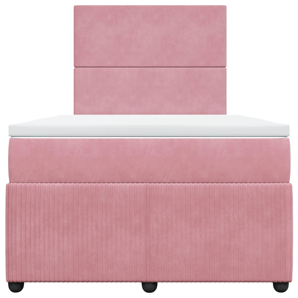 Boxspring met matras fluweel roze 120x200 cm