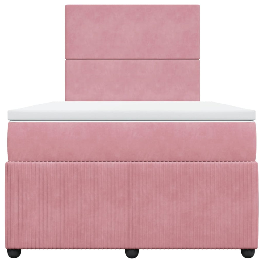 Boxspring met matras fluweel roze 120x200 cm