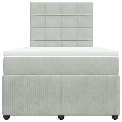 Boxspring met matras fluweel lichtgrijs 120x200 cm