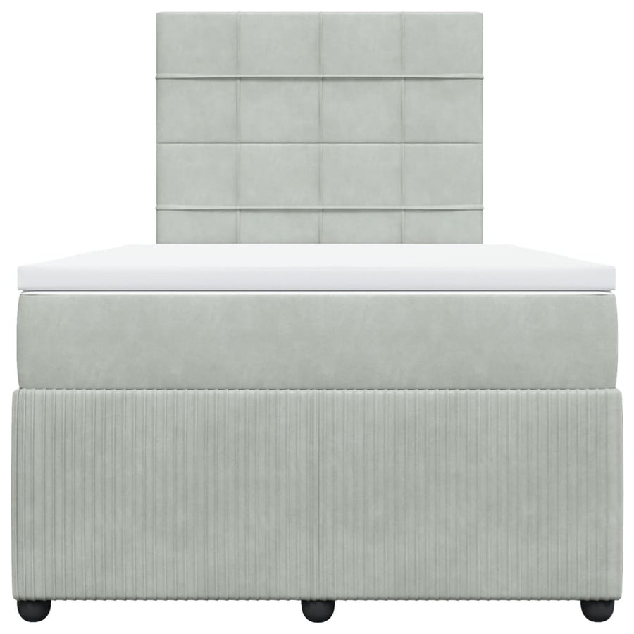 Boxspring met matras fluweel lichtgrijs 120x200 cm