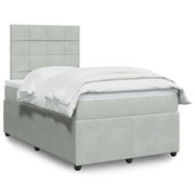 Boxspring 120x200 cm lichtgrijs fluweel met matras