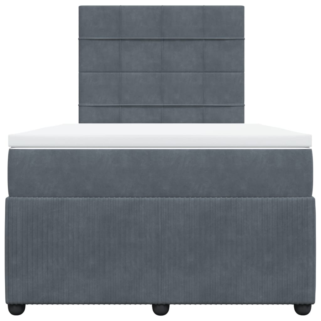 Boxspring met matras fluweel donkergrijs 120x200 cm