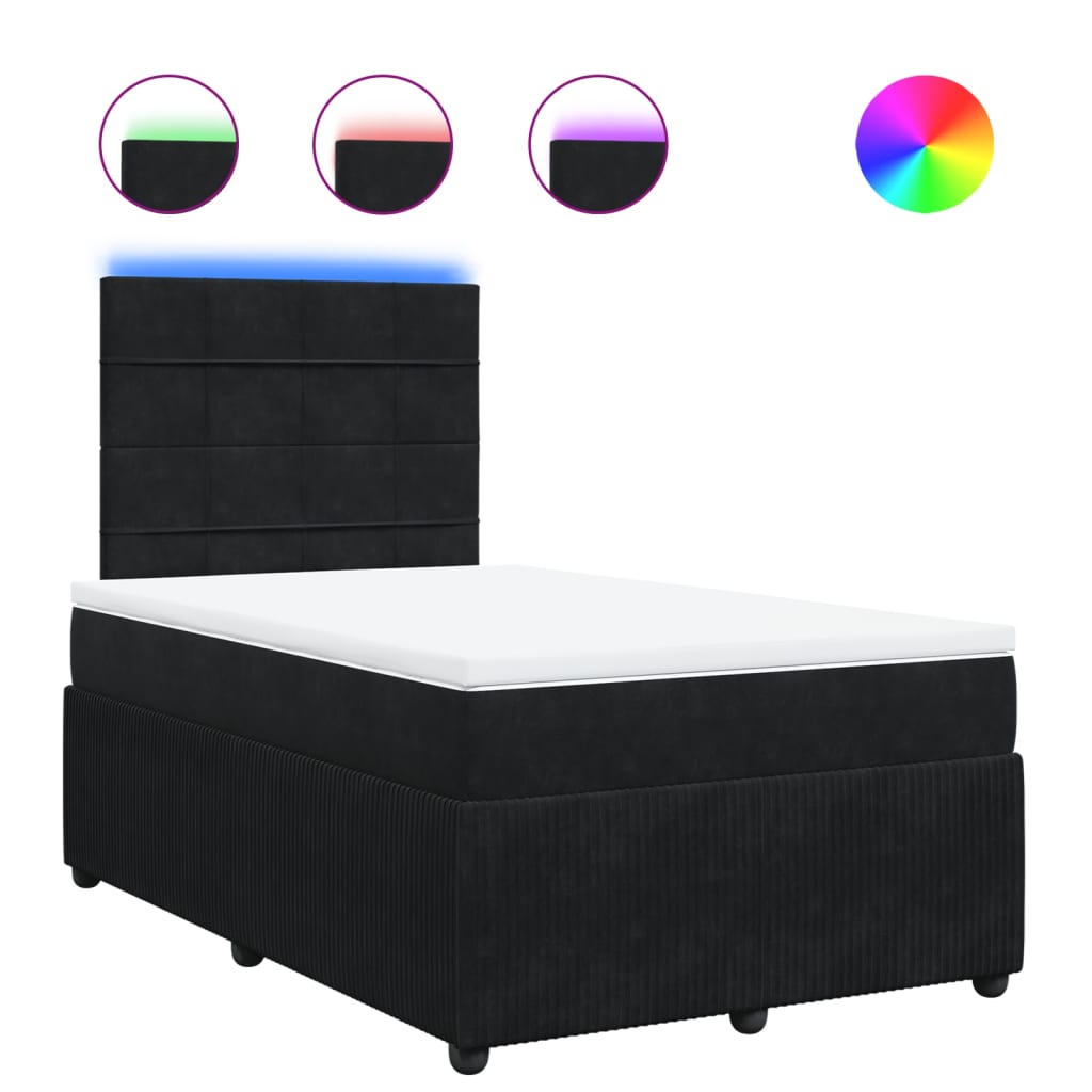 Boxspring met matras fluweel zwart 120x200 cm