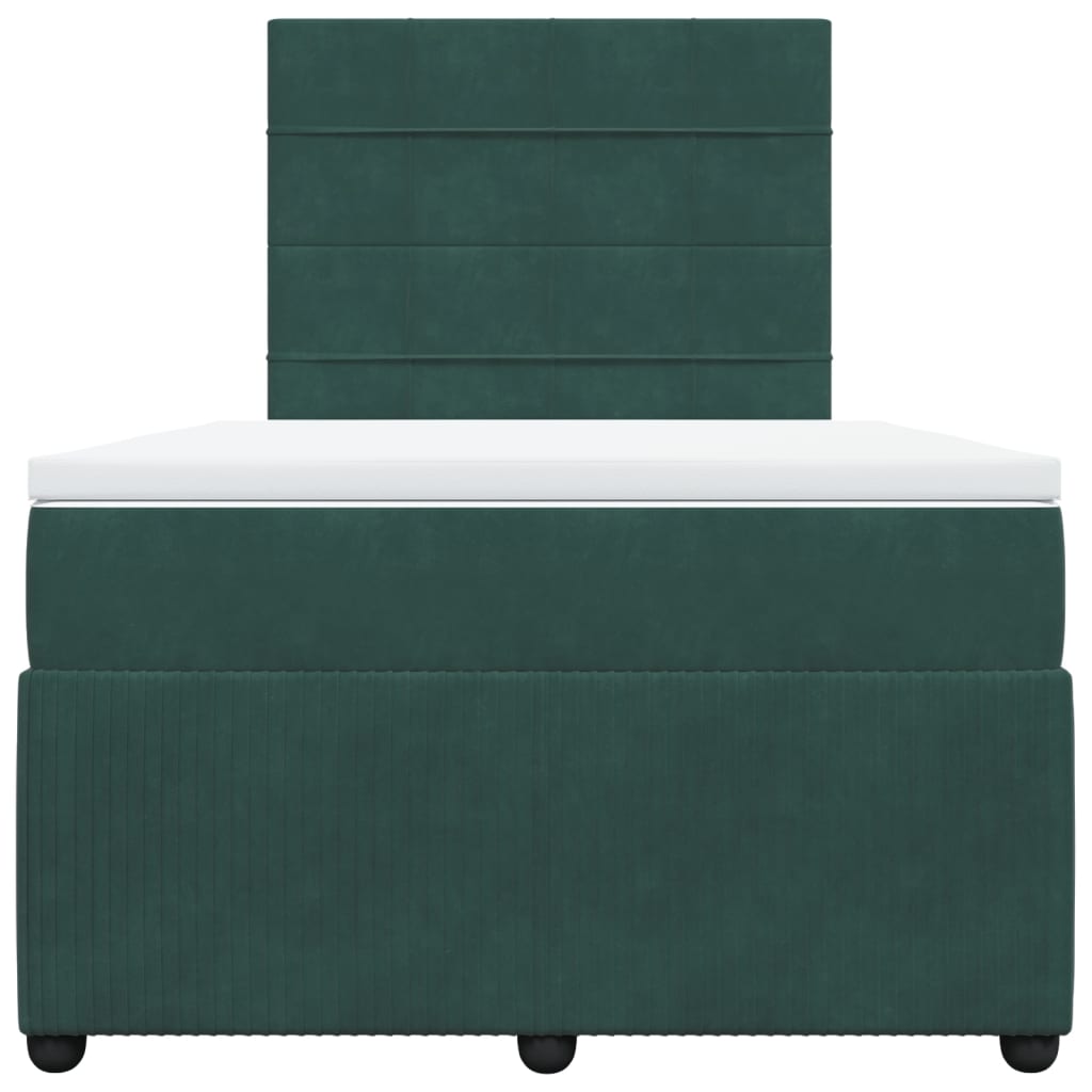 Boxspring met matras fluweel donkergroen 120x200 cm