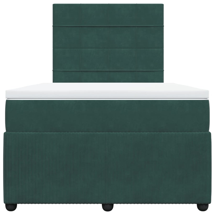 Boxspring met matras fluweel donkergroen 120x200 cm