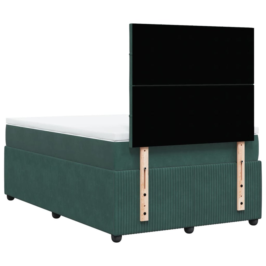 Boxspring met matras fluweel donkergroen 120x200 cm