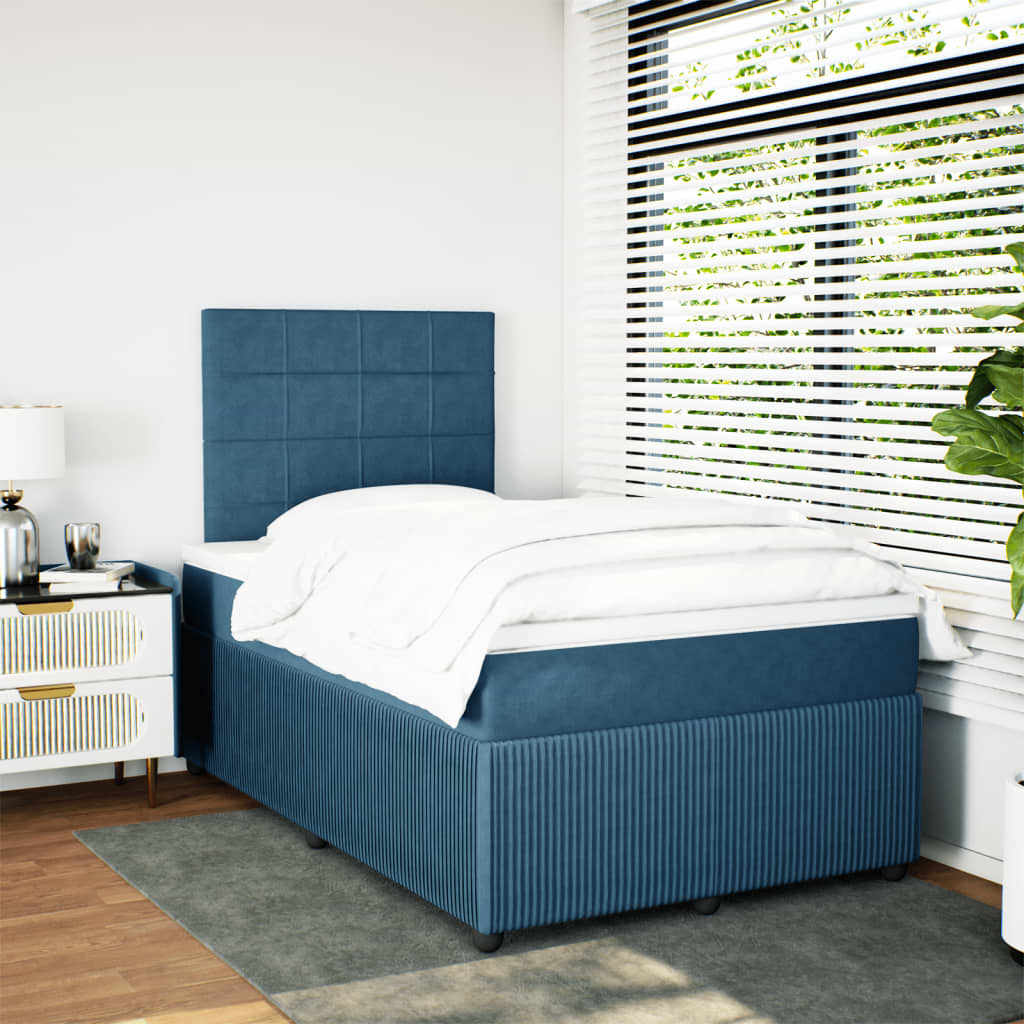 Boxspring met matras fluweel blauw 120x200 cm