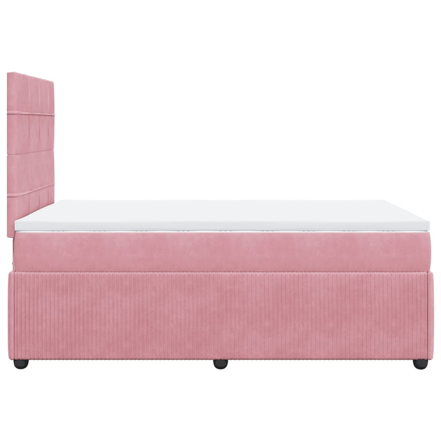 Boxspring met matras fluweel roze 120x200 cm