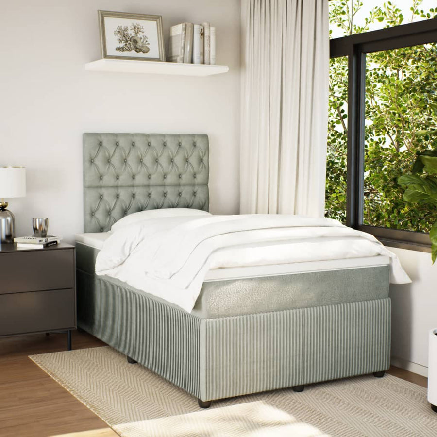 Boxspring met matras fluweel lichtgrijs 120x200 cm