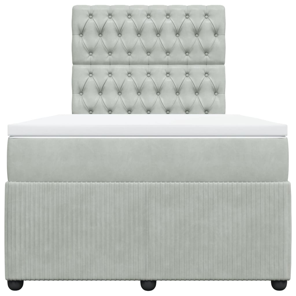 Boxspring met matras fluweel lichtgrijs 120x200 cm