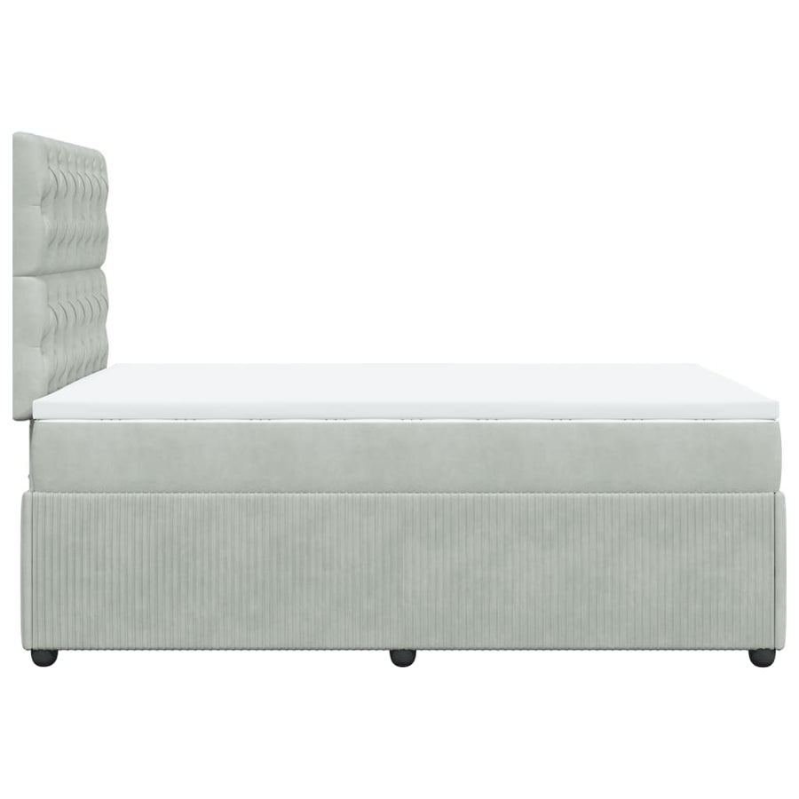 Boxspring met matras fluweel lichtgrijs 120x200 cm