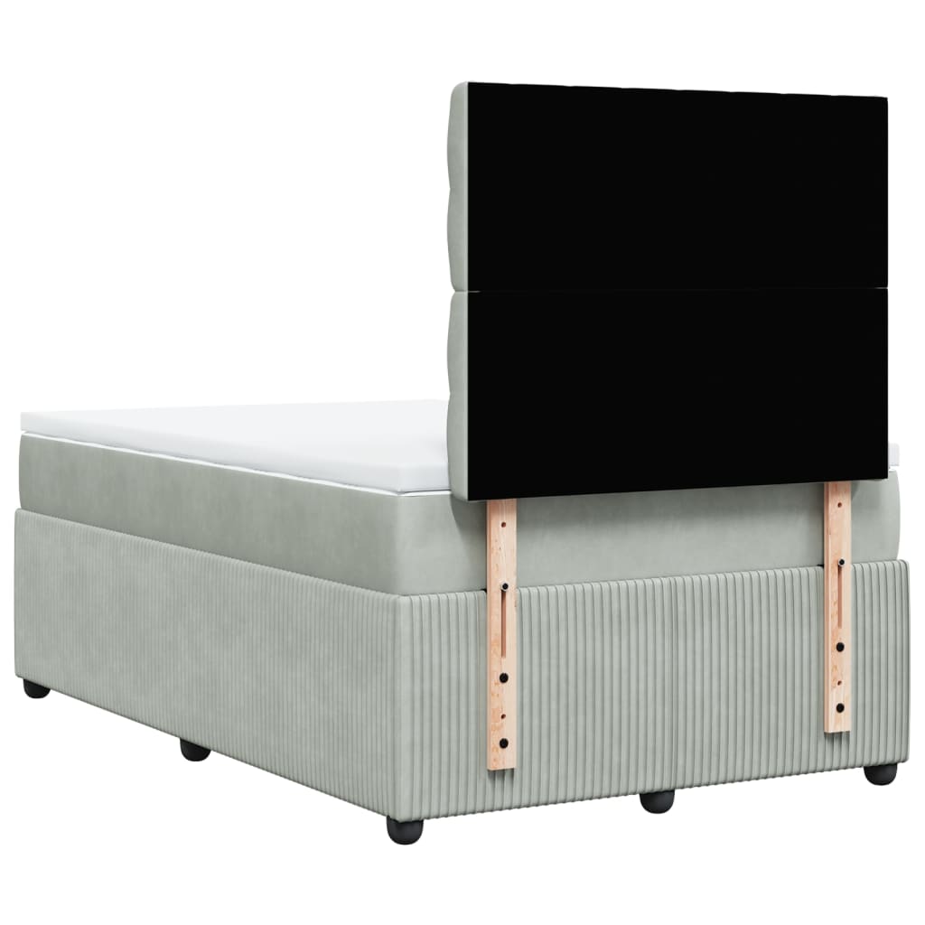 Boxspring met matras fluweel lichtgrijs 120x200 cm