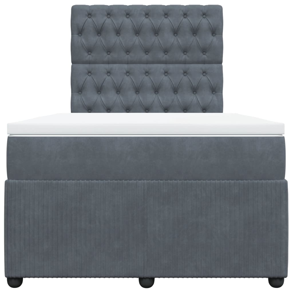 Boxspring met matras fluweel donkergrijs 120x200 cm