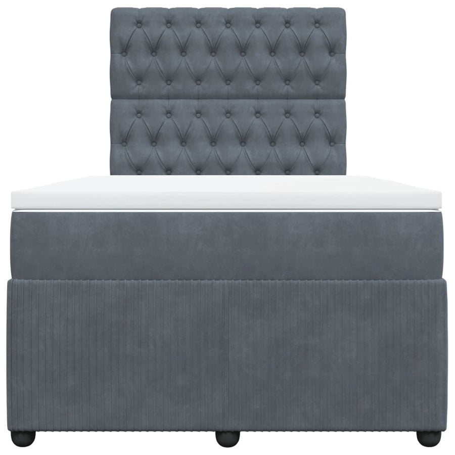 Boxspring met matras fluweel donkergrijs 120x200 cm