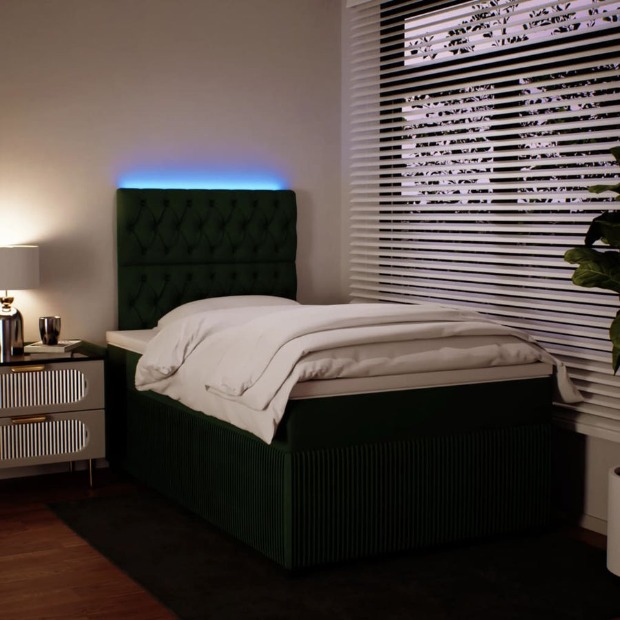 Boxspring met matras fluweel donkergroen 120x200 cm
